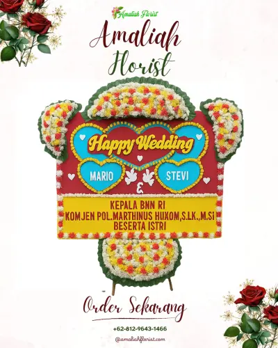 Karangan Papan Bunga Pernikahan di Penyambangan